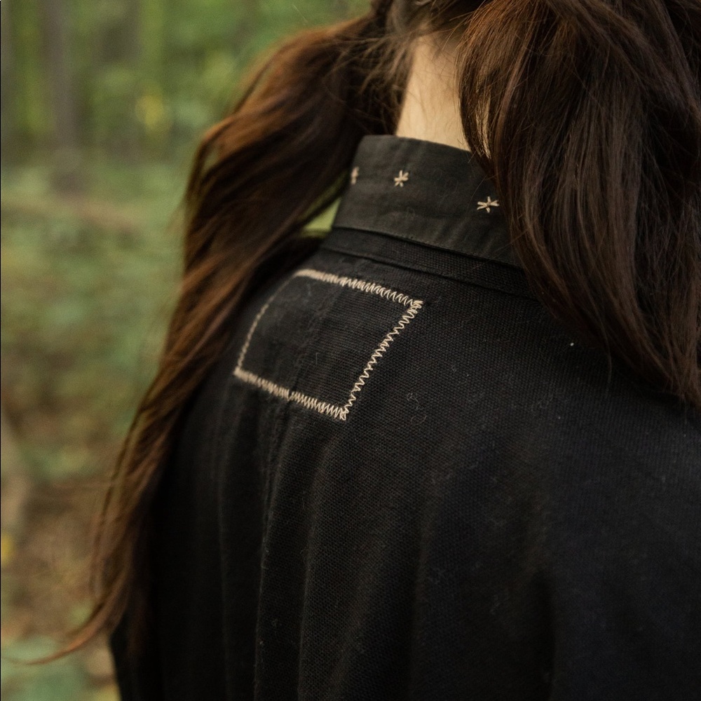 Black Animale Button-Up